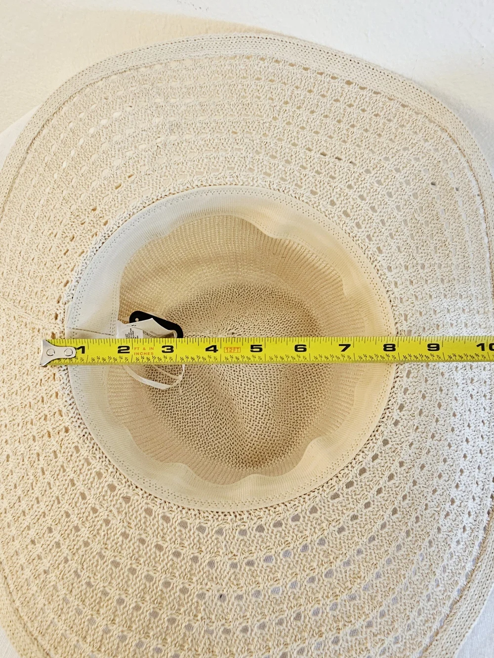 Francesca's Collections Cream Braided Trim Straw Sun Hat